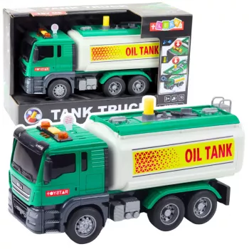LEAN TOYS Truck Tanker Water Lights Sounds Green 1:14