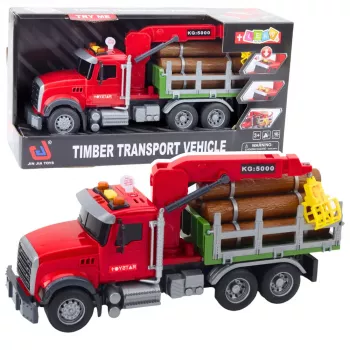 LEAN TOYS Timber Crane Truck Lights Sounds Red 1:14