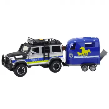 LEAN TOYS Policinis visureigis su arklių priekaba, šviesomis ir garsais