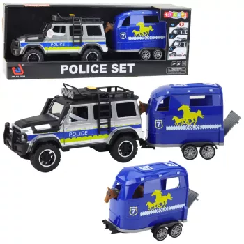 LEAN TOYS Policinis visureigis su arklių priekaba, šviesomis ir garsais