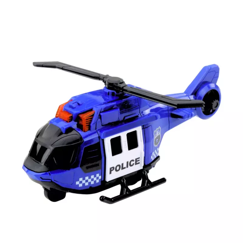 LEAN TOYS Policijos sunkvežimio, sraigtasparnio ir automobilio rinkinys su šviesomis ir garsais