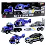 LEAN TOYS Policijos sunkvežimio, sraigtasparnio ir automobilio rinkinys su šviesomis ir garsais