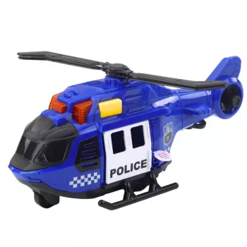 LEAN TOYS Policijos sraigtasparnis su kranu, šviesomis ir garsais, mėlynas