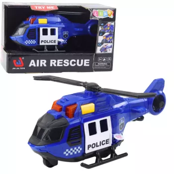 LEAN TOYS Policijos sraigtasparnis su kranu, šviesomis ir garsais, mėlynas