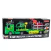 LEAN TOYS Gelbėjimo rinkinys – sunkvežimis, sraigtasparnis, automobilis, dinozauras su šviesomis ir garsais