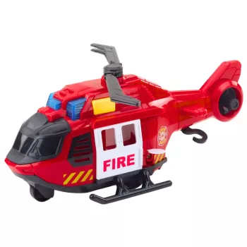 LEAN TOYS Fire Helicopter su kranu, šviesomis ir garsais Raudonas