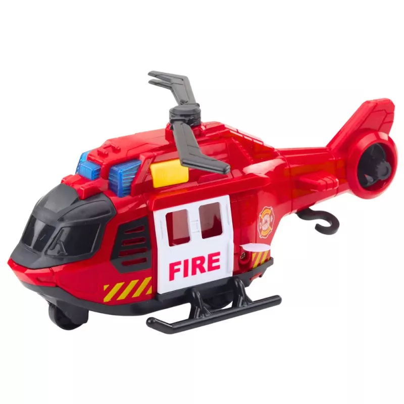 LEAN TOYS Fire Helicopter su kranu, šviesomis ir garsais Raudonas