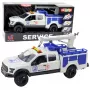 LEAN TOYS Service Truck su Kranu, Šviesomis ir Garsais, Baltas, 1:12