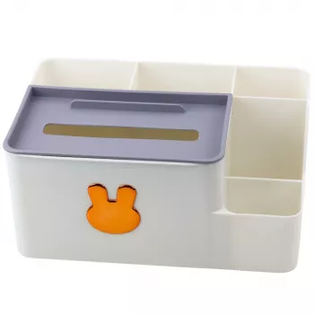 LEAN stalo organizatorius su servetėlių dėžute Gold Rabbit White