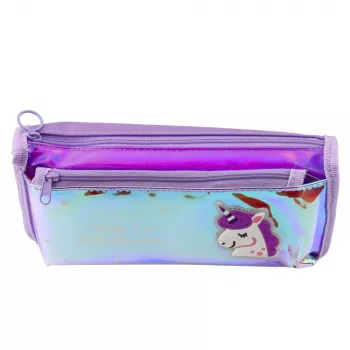 LEAN Holographic Purple Unicorn School Pencil Case 21.5x9 cm