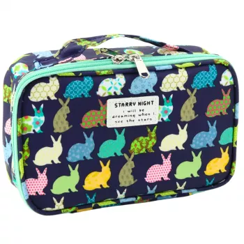 LEAN School Pencil Case Organizer Roomy Additional Pocket Navy Blue 21.5cm