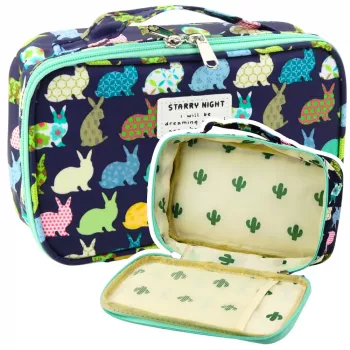 LEAN Pencil Case School Organizer Cosmetic Bag Additional Pocket Navy Blue 22.5cm