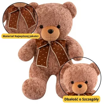 LEAN TOYS Plush Mascot Cuddly Toy Teddy Bear With Bow Polka Dots 45cm