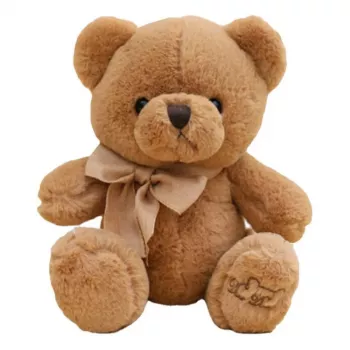 LEAN TOYS Plush Mascot Cuddly Toy Big Teddy Bear With Bow Brown 40cm
