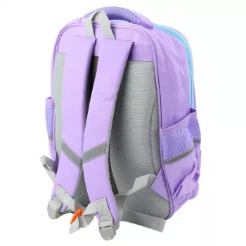 LEAN School Backpack With Patches Chest Strap Purple 16L