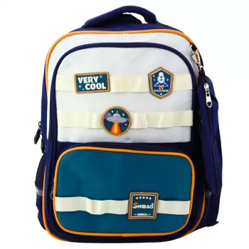 LEAN School Backpack Space Patches With Pencil Case Navy Blue 16L