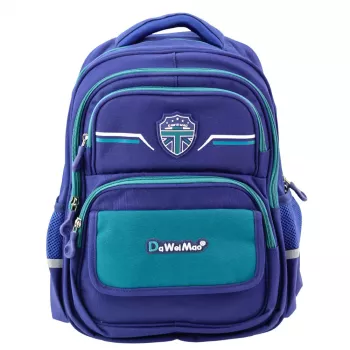 LEAN Children's School Backpack Chest Strap Navy Blue Green 20L 38cm
