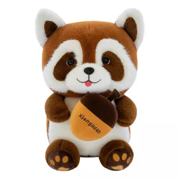 LEAN TOYS Plush Toy Raccoon with Acorn 23cm