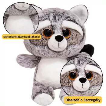 LEAN TOYS Plush Toy Raccoon Cuddly Toy Big Eyes 22cm