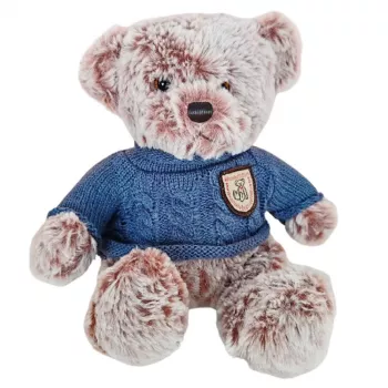 LEAN TOYS Plush Mascot Cuddly Toy Teddy Bear Gray Blue Sweater 21cm