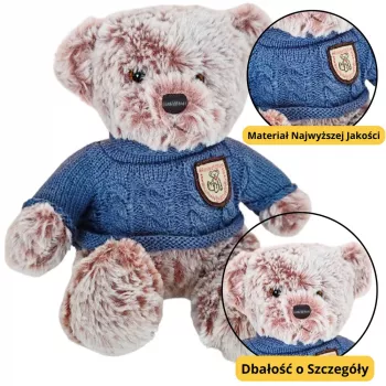 LEAN TOYS Plush Mascot Cuddly Toy Teddy Bear Gray Blue Sweater 21cm