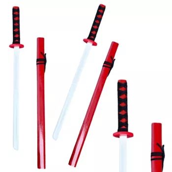 LEAN TOYS Wooden Katana Sword Play Training Prop Red 70cm