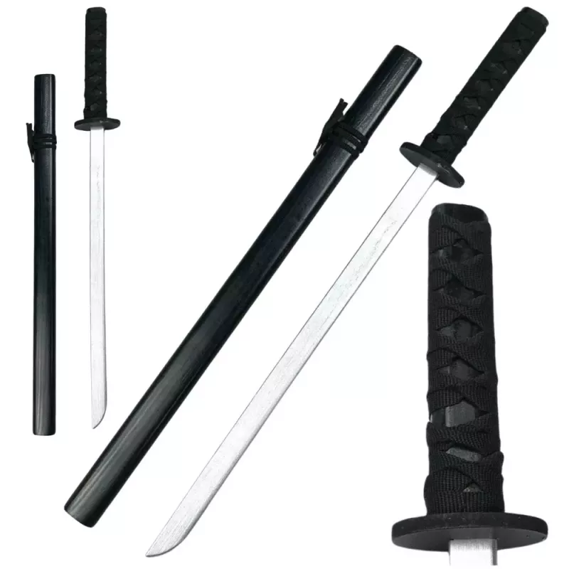 LEAN TOYS Wooden Katana Sword Play Training Prop Black 70cm
