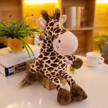 LEAN TOYS Minkštas žaislas – meškiukas žirafa ruda 28 cm