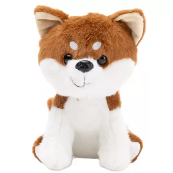 LEAN TOYS Plush Mascot Cuddly Toy Small Dog Shiba Inu White Brown 20cm