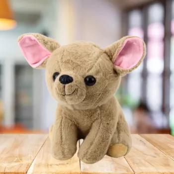 LEAN TOYS Plush Mascot Cuddly Toy Small Dog Chihuahua Beige 22cm