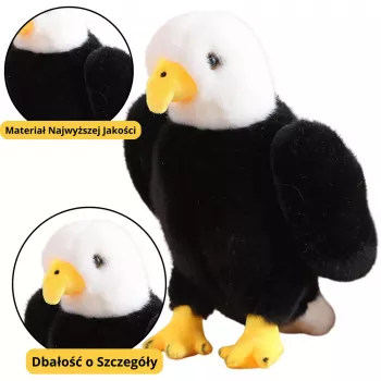 LEAN TOYS Plush Eagle Bird Plush Toy Mascot Cuddly Toy Black and White 25cm