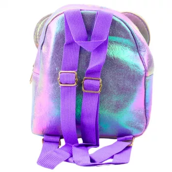 LEAN Vaikiška kuprinė su blizgučiais ir pelės ausimis, violetinė, 22 cm, 3 l