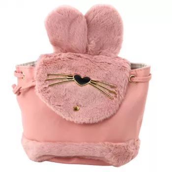 LEAN vaikiška kuprinė su minkštomis ausytėmis, reguliuojamais petnešomis, rožinė, 22 cm, 4 L