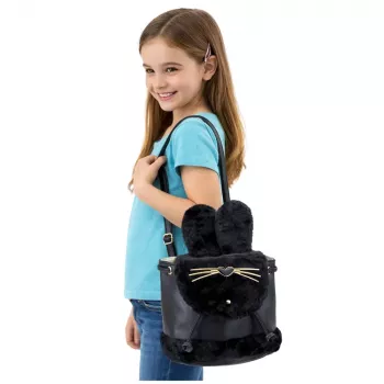 LEAN vaikiška kuprinė su minkštomis ausytėmis, reguliuojami petnešėlės, juoda, 22 cm, 4 l