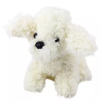 LEAN TOYS Minkštas žaislas miniatiūrinis pudelis baltas 20 cm