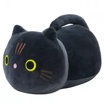 LEAN TOYS Plush Mascot Cuddly Toy Cat With Long Tail Black 40cm