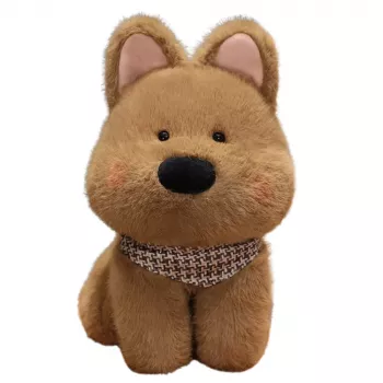LEAN TOYS Minkštas žaislas Šuo su šaliku Rudas 25cm