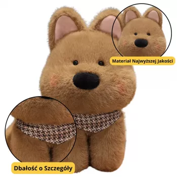 LEAN TOYS Minkštas žaislas Šuo su šaliku Rudas 25cm