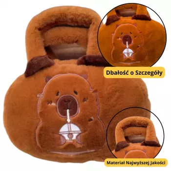 LEAN TOYS Capybara pliušinis krepšys su puodelio laikikliu rudas 20 cm
