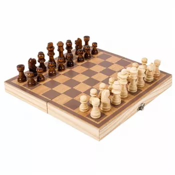 LEAN TOYS Classic Logic Game Wooden Chess Folding Suitcase Board