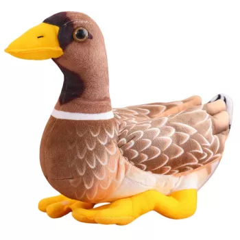 LEAN TOYS Plush Mascot Cuddly Toy Duck Brown Yellow 28cm
