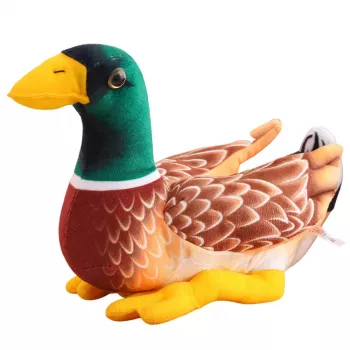 LEAN TOYS Plush Mascot Cuddly Toy Duck Brown Green 28cm