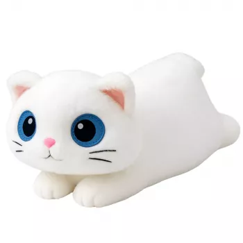 LEAN TOYS Plush Mascot Cuddly Toy Cat Big Eyes White 45cm