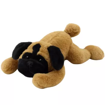 LEAN TOYS Plush Toy Pug Dog Lying Brown 40cm