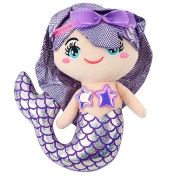 LEAN TOYS Plush Mermaid Cuddly Toy Holographic Tail Purple 25cm