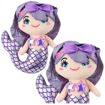 LEAN TOYS Plush Mermaid Cuddly Toy Holographic Tail Purple 25cm