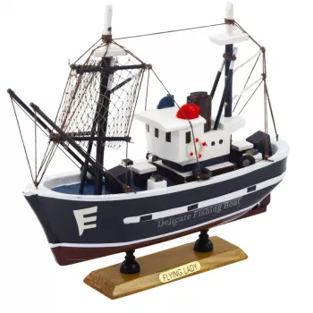 LEAN TOYS Collectible Decorative Model Fishing Boat Flying Lady 24x23cm