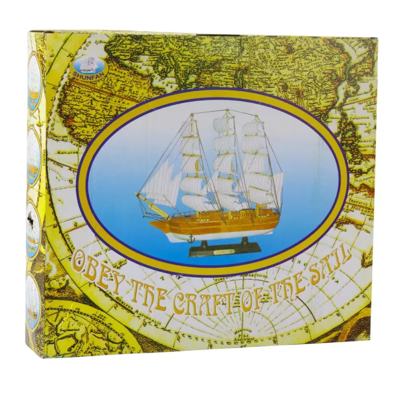 LEAN TOYS Collectible Model Decorative Three-Masted Sailing Ship White 39x36cm