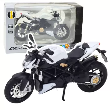 LEAN TOYS Sportinis motociklas Metalas Šviesos Garsai Baltas 1:12