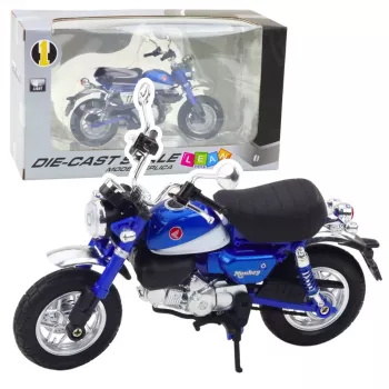 LEAN TOYS Motorcycle Retro Classic Metal Lights Blue 1:12